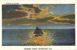 Sailing At Sunset Postcard