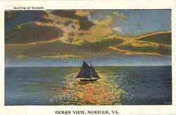 Sailing At Sunset Norfolk, VA Postcard Postcard