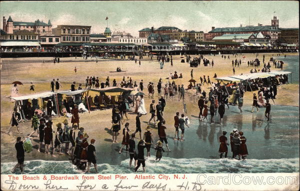 The Beach & Boardwalk from Steel Pier Atlantic City New Jersey
