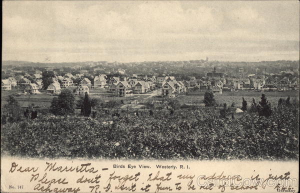 Bird's Eye View of Town Westerly Rhode Island