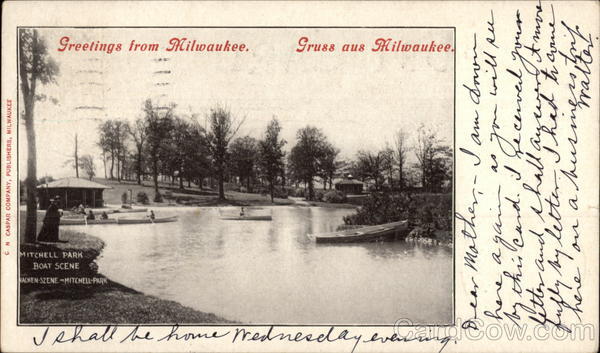 Greetings from Milwaukee - Mitchell Park Boat Scene Wisconsin
