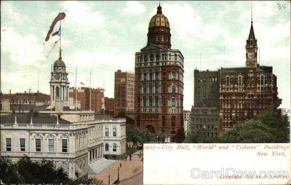 City Hall, World and Tribune Buildings New York