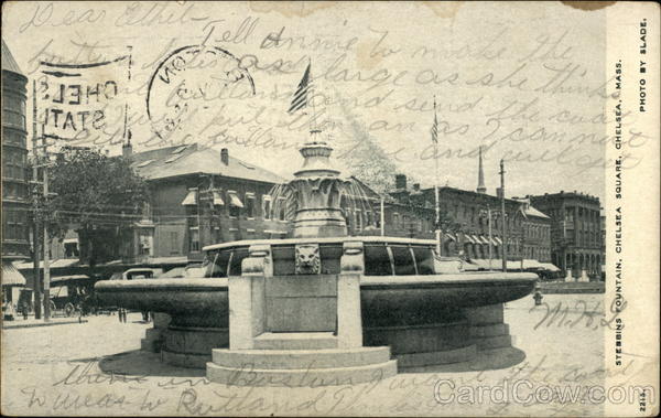 Stebbins Fountain in Chelsea Square Massachusetts