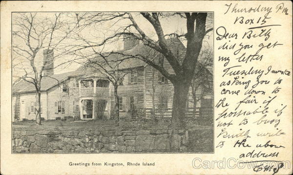 Greetings from Kingston Rhode Island