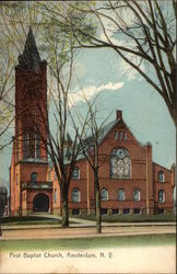 First Baptist Church Amsterdam, NY Postcard Postcard