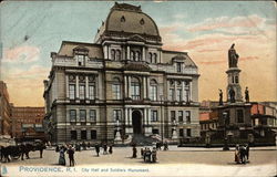 City Hall and Soldiers Monument Postcard