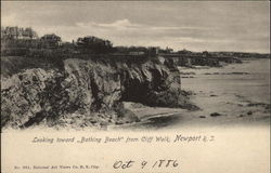 Looking toward "Bathing Beach" from Cliff Walk Postcard