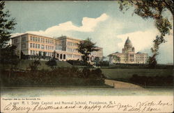 R.I. State Capitol and Normal School Postcard