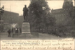 Moses Cleveland Monument with Fountain in the Background Ohio Postcard Postcard
