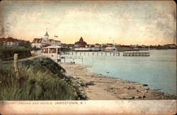 Ferry Landing and Hotels Jamestown, RI Postcard Postcard