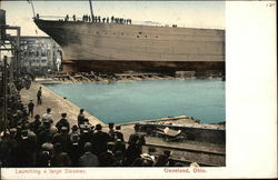 Launhcing a Large Steamer Postcard