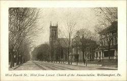 West Fourth Street, West from Locust, Church of the Annunciation Williamsport, PA Postcard Postcard