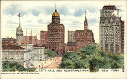 City Hall and Newspaper Row Postcard