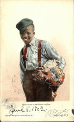 Black Boy Carrying Dead Chicken Postcard