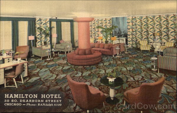 Hamilton Hotel - South Room of Lobby Chicago Illinois