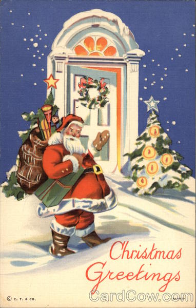 Christmas Greetings with Santa in the Snow Santa Claus