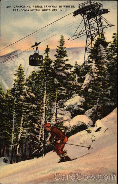 Cannon Mountain Aerial Tramway in Winter Franconia Notch New Hampshire