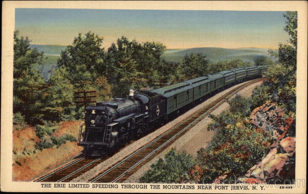 The Erie Limited Speeding Through the Mountains Near Port Jervis, N.Y
