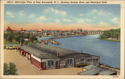 Bird's Eye View showing Raritan River & Municipal Dock Postcard