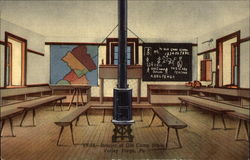 Interior of Old Camp School House Postcard