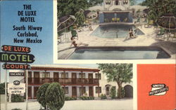 Building and Pool Area, The De Luxe Motel, South Hiway Carlsbad, NM Postcard Postcard