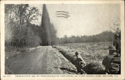 Demolition Squad Demonstrates Exploding of Land Mines Fort Belvoir, VA Postcard Postcard
