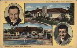 Homes of Bud Abbott in Encino and Lou Costello in North Hollywood, California Postcard