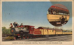 Narrow-Gauge Deadwood Central Train at Chicago Railroad Fair Postcard