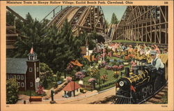 Miniature Train in Sleepy Hollow Village, Euclid Beach Park Postcard