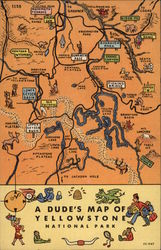 A Dude's Map of Yellowstone National Park Postcard