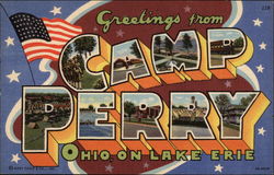 Greetings on Camp Perry Ohio on Lake Erie Postcard Postcard