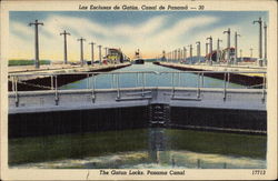 The Gatun Locks Panama Canal, Panama Postcard Postcard