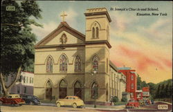 Street View of St. Joseph's Church & School Kingston, NY Postcard Postcard