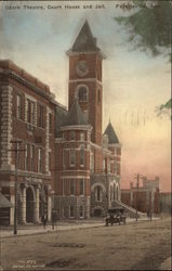 Ozark Theatre, Court House, and Jail Postcard