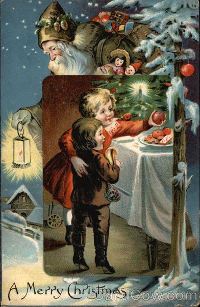 A Merry Christmas - Santa in Brown Santa Claus