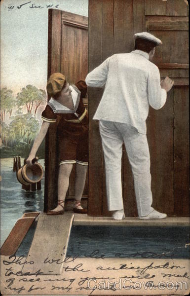 Man Peeping into Woman's Dressing Room Comic, Funny