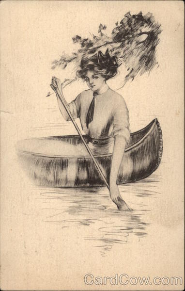 Woman Rowing a Canoe Women