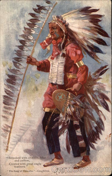 Streaked with Crimson, Blue and Yellow, Crested with Great Eagle Feathers, The Song of Hiawatha