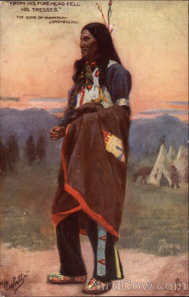 From his Forehead Fell His Tresses, The Song of Hiawatha, Longfellow