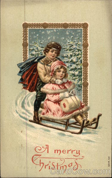 A Merry Christmas with Children on a Sled