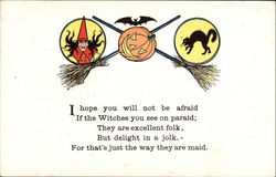 Halloween rhyme with witch and cat Postcard