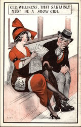 Gee Willikens, That Sartainly Must be a Show Girl Postcard