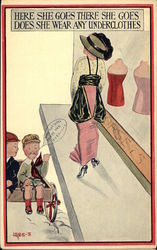 Here she goes There she goes Does she Wear any Underclothes Postcard