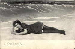 Woman on Beach Postcard