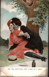 Did You Ever Feel Like a Man up a Tree Couples Postcard Postcard