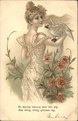 En hjertlig helsning sand fran mig Som aldrig, aldrig, glommer dig Postcard