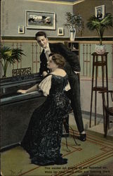 This maiden sat singing an old fashioned air Postcard