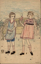 Two Young Girls Postcard