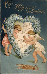To My Valentine, Cupid Disarmed, Love is Blind Postcard