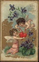 Cupids with Heart Postcard